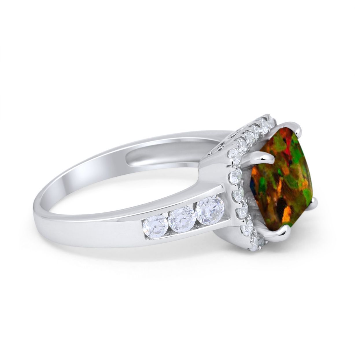 Halo Solitaire Accent Wedding Ring Simulated Cubic Zirconia 925 Sterling Silver
