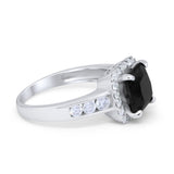 Halo Solitaire Accent Wedding Ring Simulated Cubic Zirconia 925 Sterling Silver