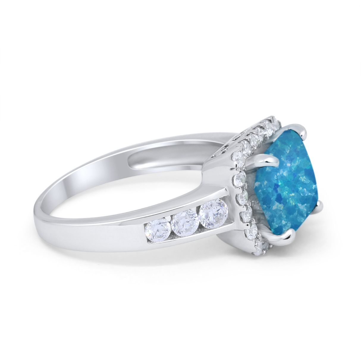 Halo Solitaire Accent Wedding Ring Simulated Cubic Zirconia 925 Sterling Silver