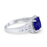 Halo Solitaire Accent Wedding Ring Simulated Cubic Zirconia 925 Sterling Silver