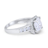 Halo Solitaire Accent Wedding Ring Simulated Cubic Zirconia 925 Sterling Silver