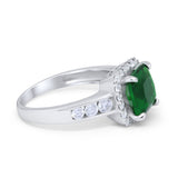 Halo Solitaire Accent Wedding Ring Simulated Cubic Zirconia 925 Sterling Silver