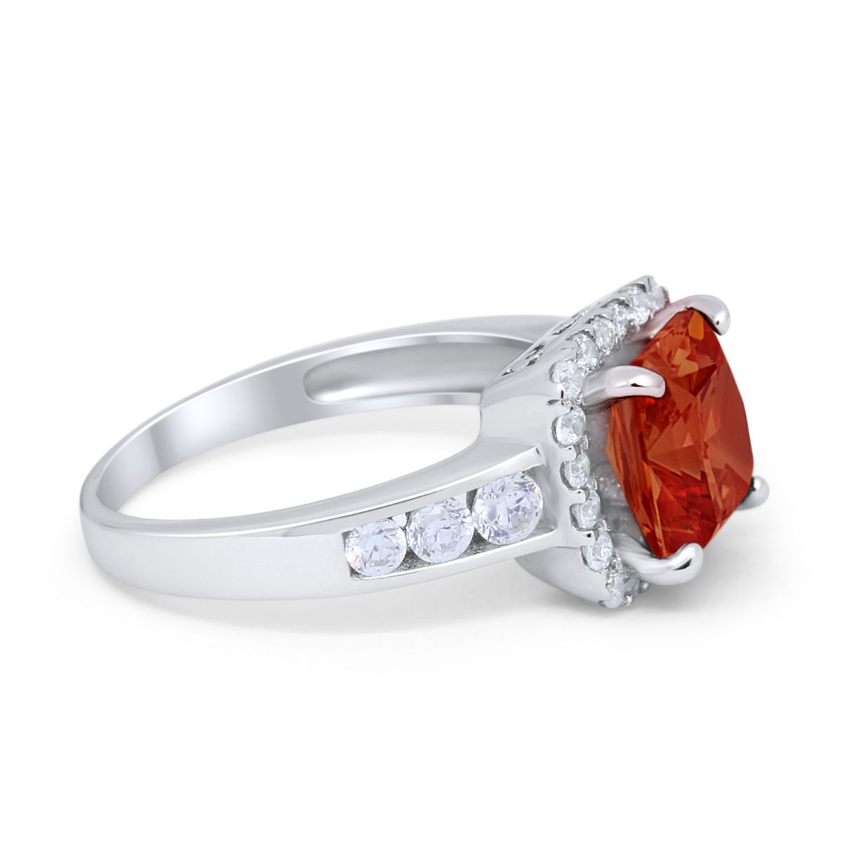 Halo Solitaire Accent Wedding Ring Simulated Cubic Zirconia 925 Sterling Silver