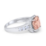 Halo Solitaire Accent Wedding Ring Simulated Cubic Zirconia 925 Sterling Silver