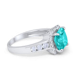 Halo Solitaire Accent Wedding Ring Simulated Cubic Zirconia 925 Sterling Silver