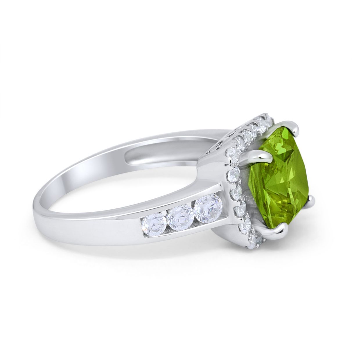 Halo Solitaire Accent Wedding Ring Simulated Cubic Zirconia 925 Sterling Silver