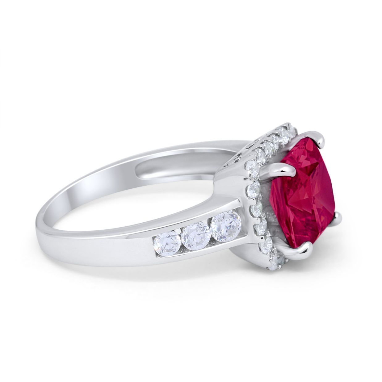 Halo Solitaire Accent Wedding Ring Simulated Cubic Zirconia 925 Sterling Silver