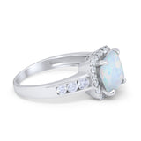 Halo Solitaire Accent Wedding Ring Simulated Cubic Zirconia 925 Sterling Silver