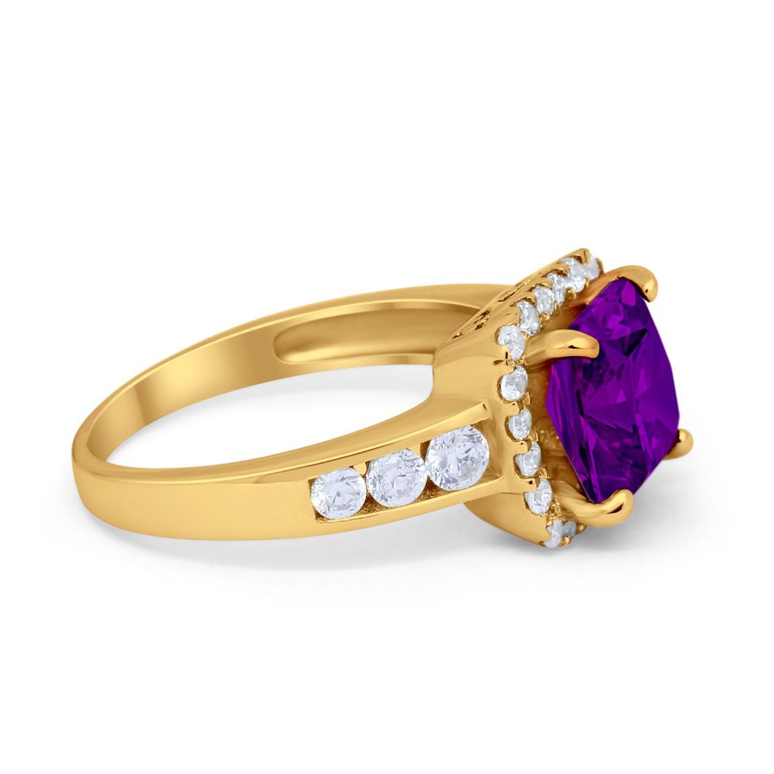 Halo Solitaire Accent Wedding Ring Simulated Cubic Zirconia 925 Sterling Silver