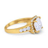 Halo Solitaire Accent Wedding Ring Simulated Cubic Zirconia 925 Sterling Silver