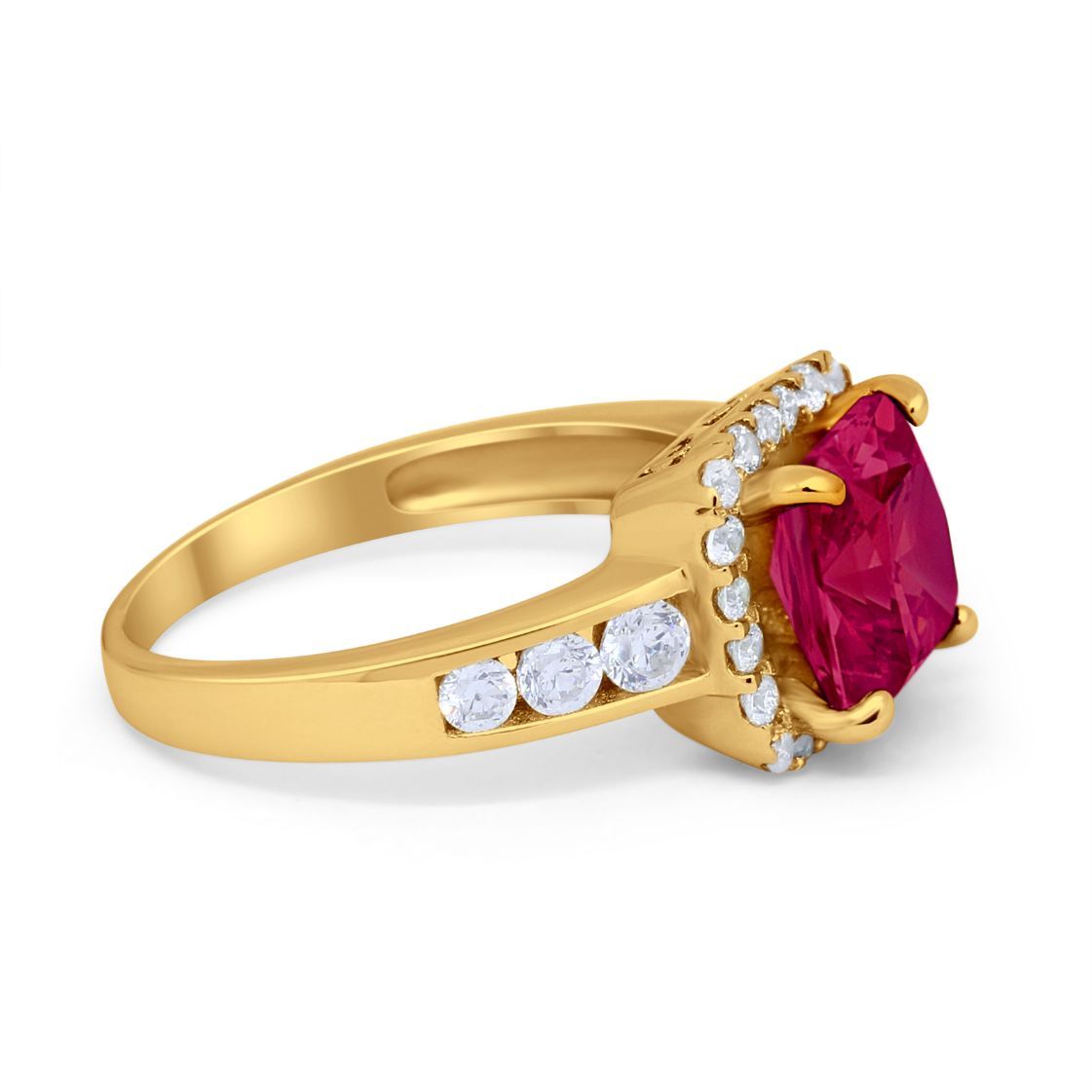 Halo Solitaire Accent Wedding Ring Simulated Cubic Zirconia 925 Sterling Silver