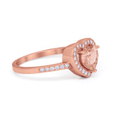 Halo Dazzling Heart Promise Ring Round Simulated CZ 925 Sterling Silver