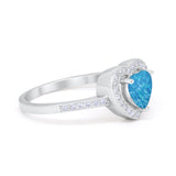 Halo Dazzling Heart Promise Ring Round Simulated CZ 925 Sterling Silver
