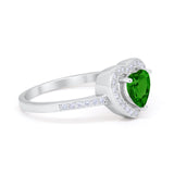 Halo Dazzling Heart Promise Ring Round Simulated CZ 925 Sterling Silver