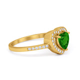 Halo Dazzling Heart Promise Ring Round Simulated CZ 925 Sterling Silver
