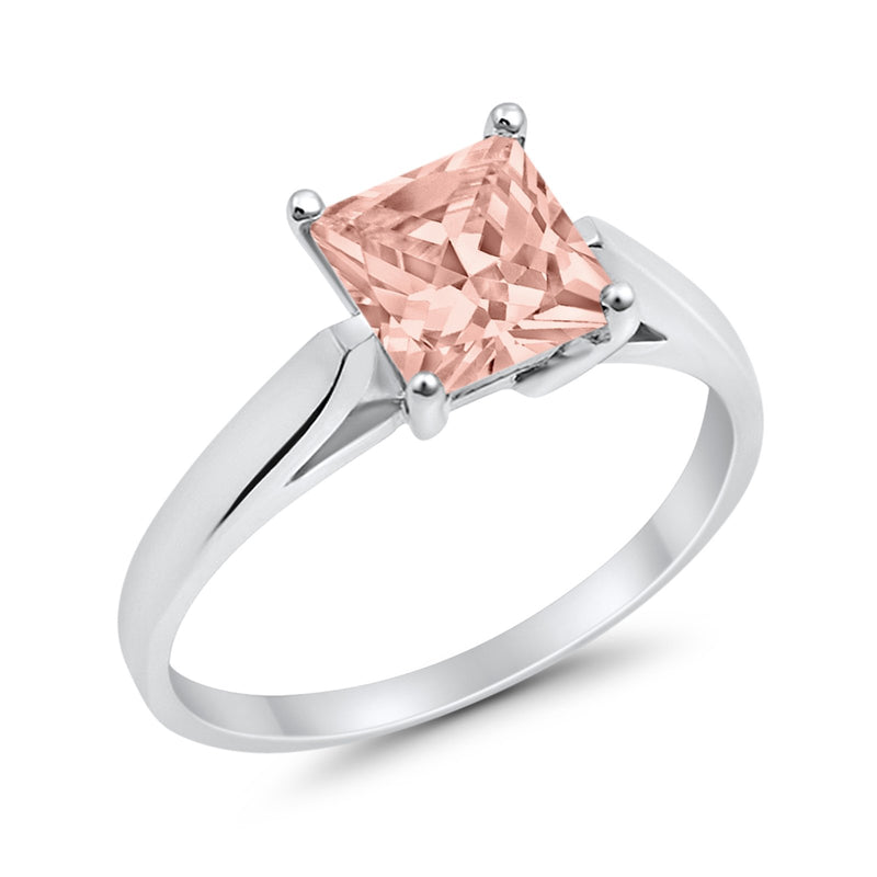 Solitaire Engagement Ring Simulated Cubic Zirconia 925 Sterling Silver