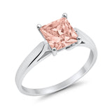 Solitaire Engagement Ring Simulated Cubic Zirconia 925 Sterling Silver