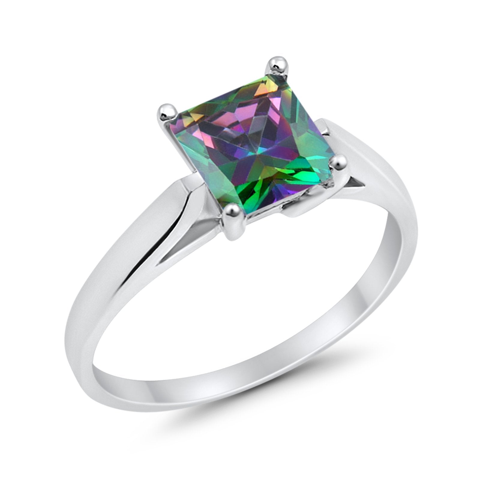 Solitaire Engagement Ring Simulated Cubic Zirconia 925 Sterling Silver