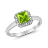 Halo Engagement Ring Simulated Cubic Zirconia 925 Sterling Silver
