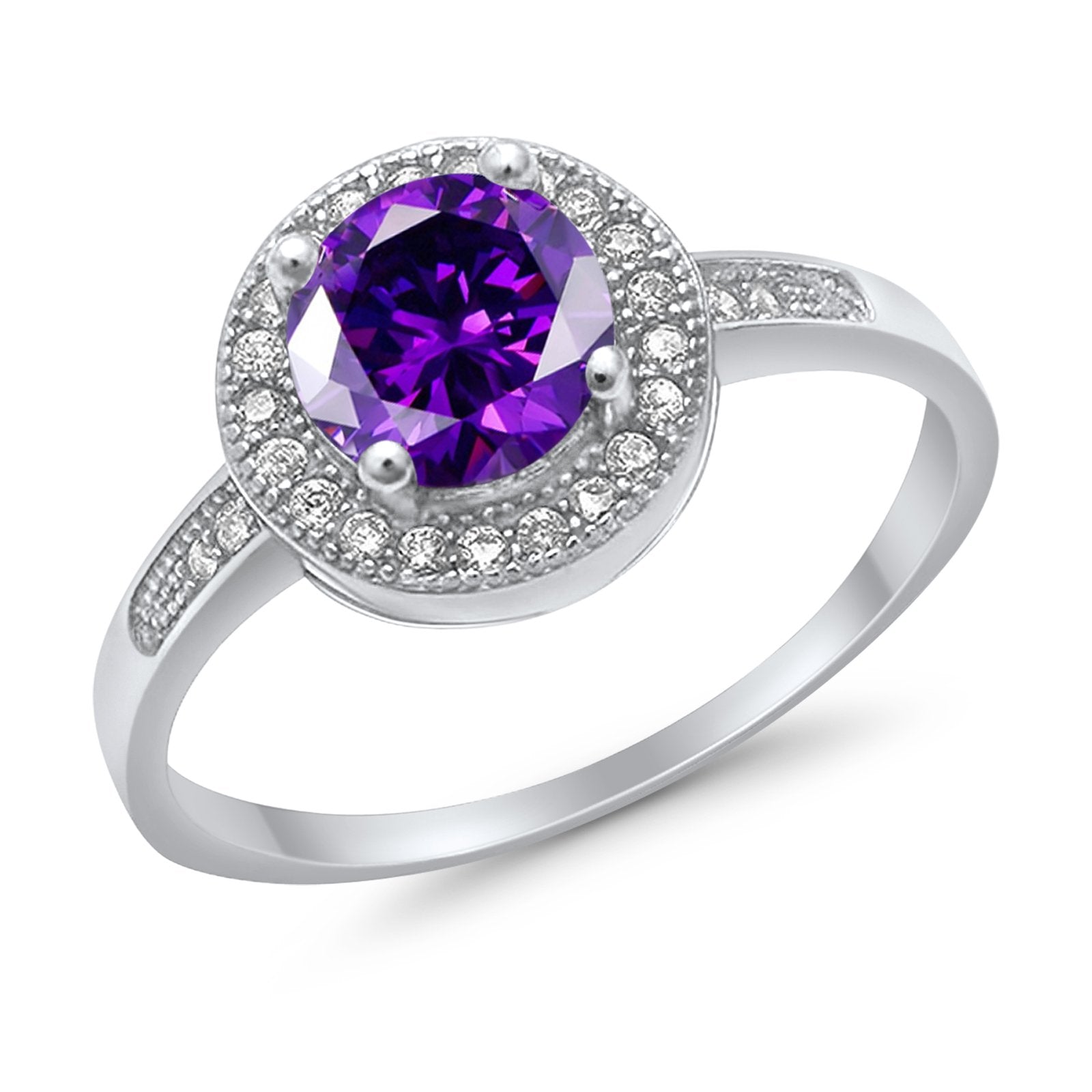 Halo Art Deco Engagement Ring Simulated Cubic Zirconia 925 Sterling Silver
