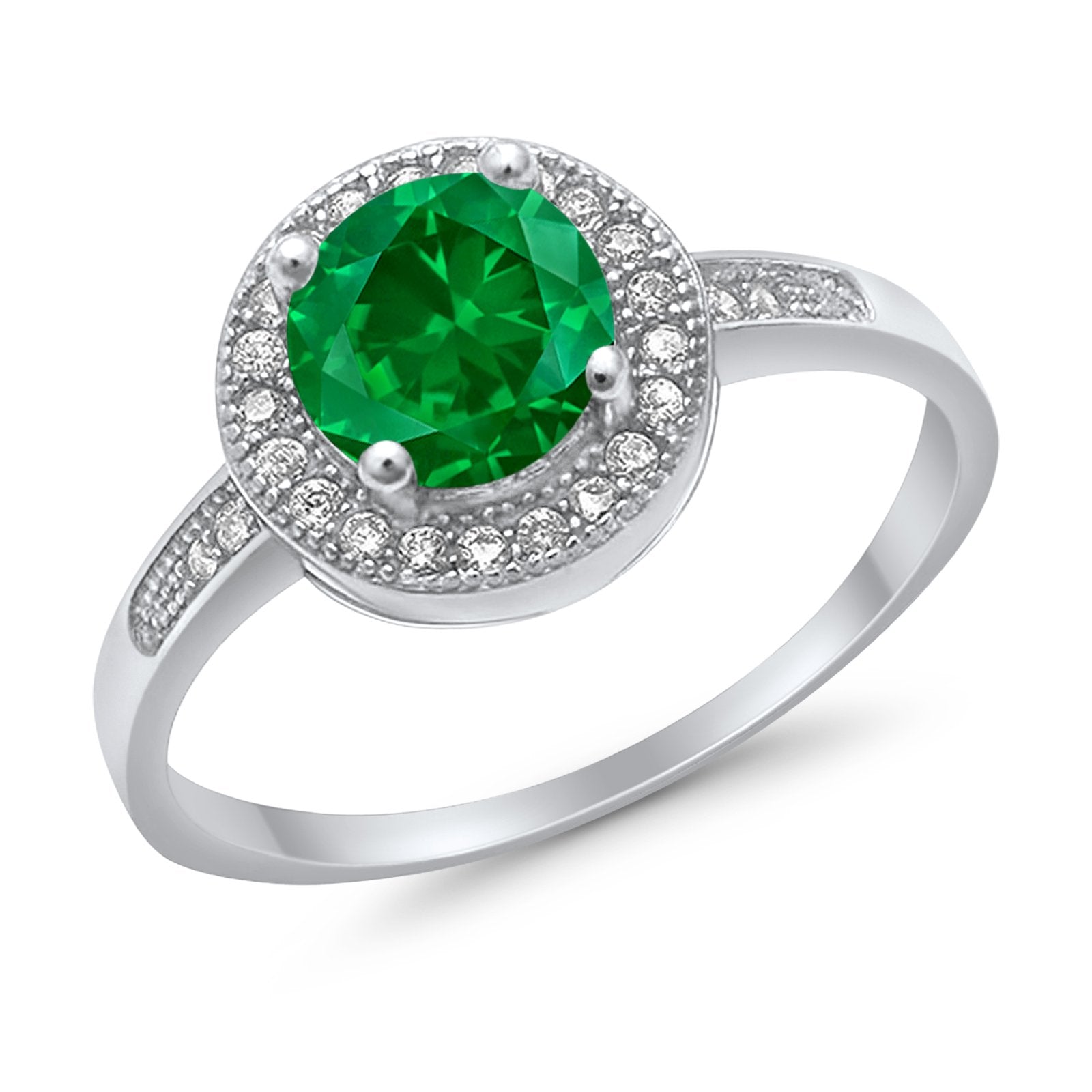 Halo Art Deco Engagement Ring Simulated Cubic Zirconia 925 Sterling Silver