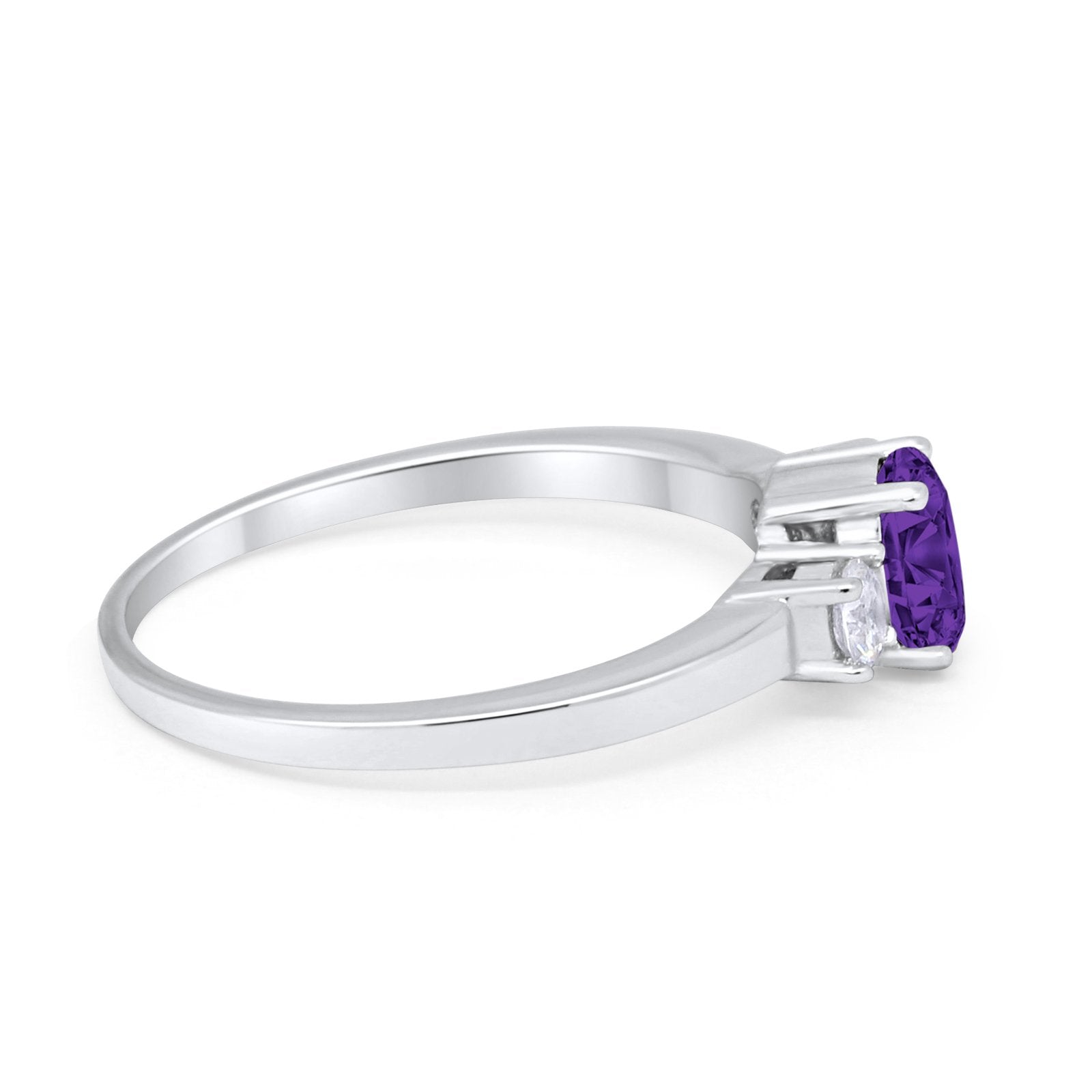 Solitaire Engagement Ring Oval Simulated Cubic Zirconia 925 Sterling Silver