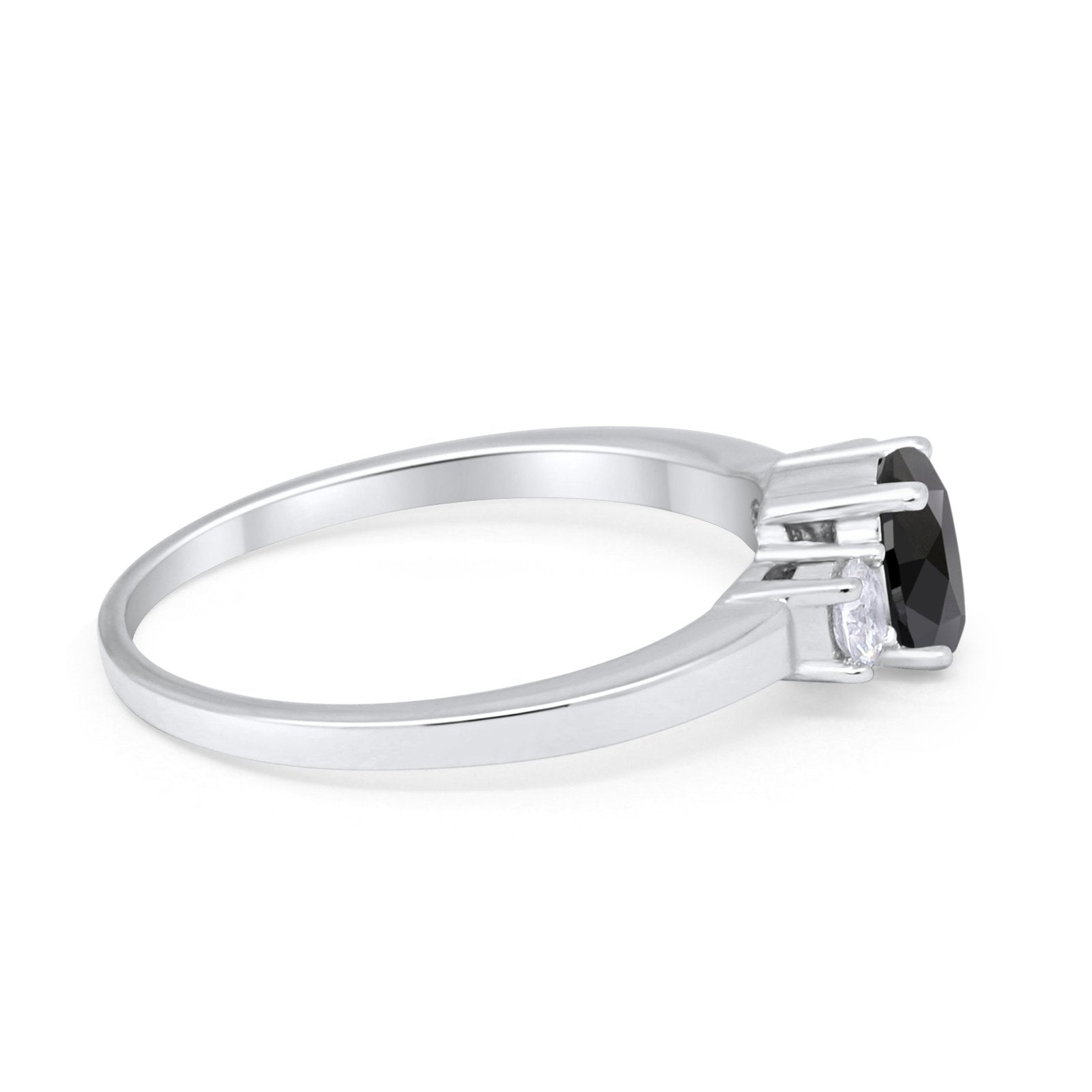 Solitaire Engagement Ring Oval Simulated Cubic Zirconia 925 Sterling Silver