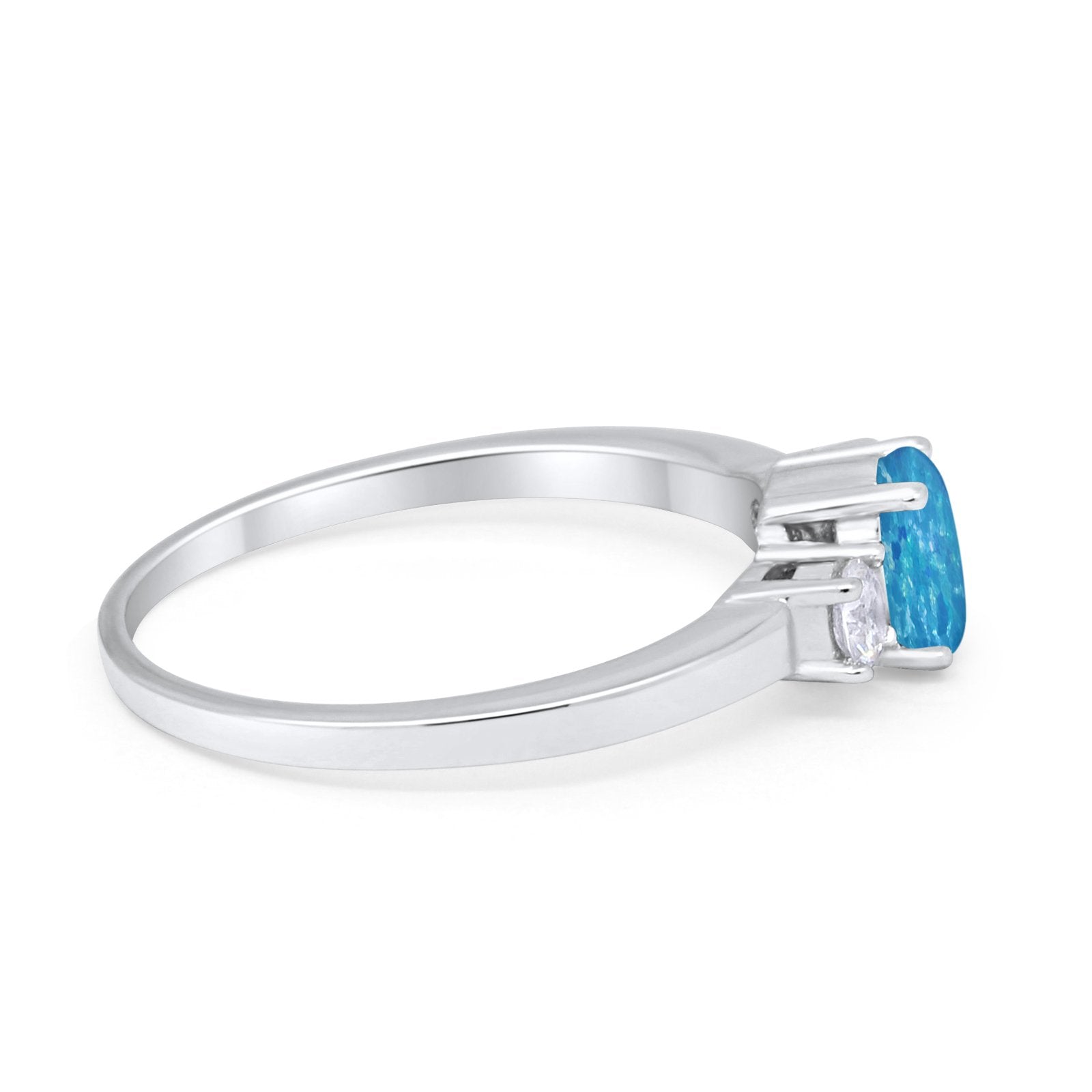 Solitaire Engagement Ring Oval Simulated Cubic Zirconia 925 Sterling Silver