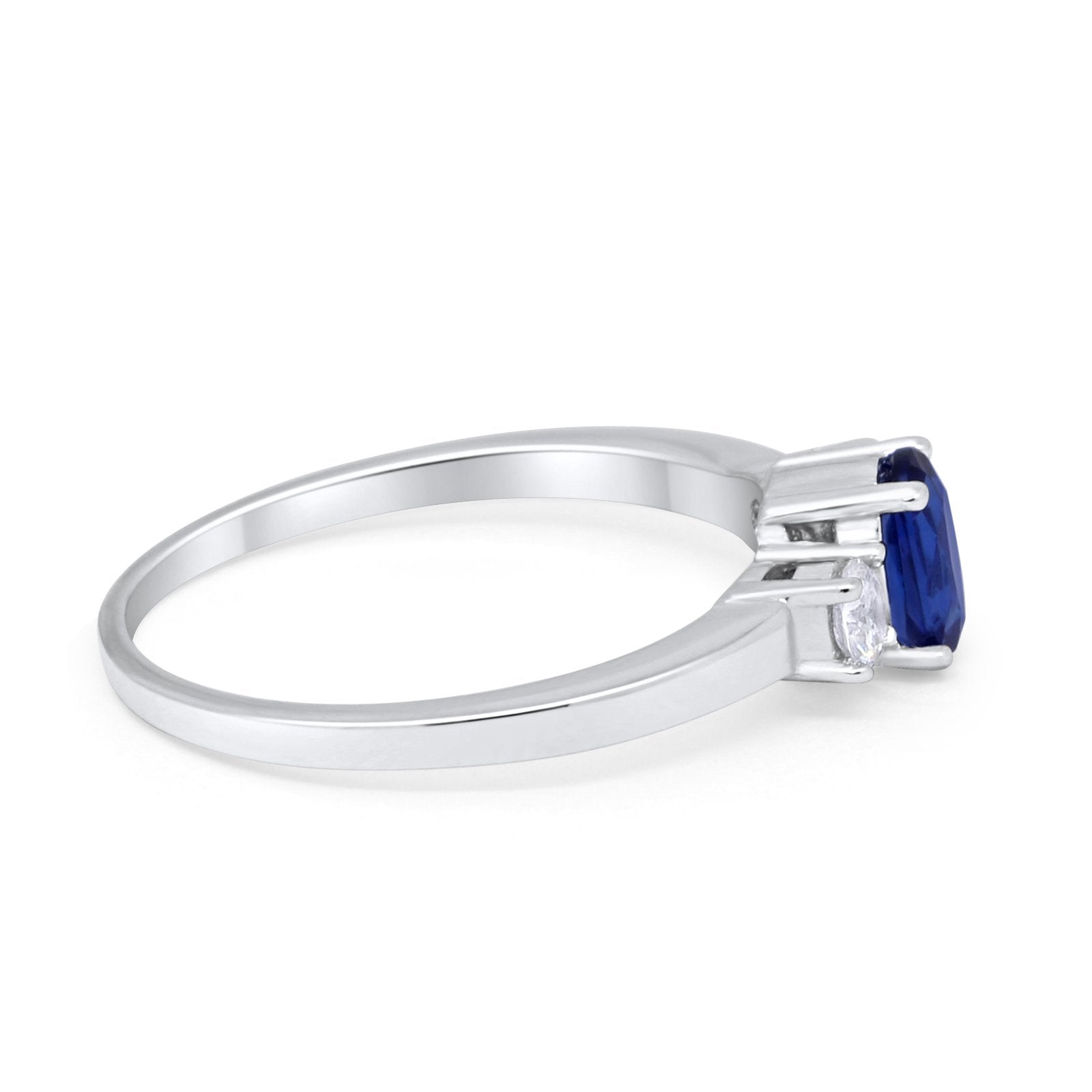Solitaire Engagement Ring Oval Simulated Cubic Zirconia 925 Sterling Silver