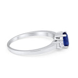Solitaire Engagement Ring Oval Simulated Cubic Zirconia 925 Sterling Silver