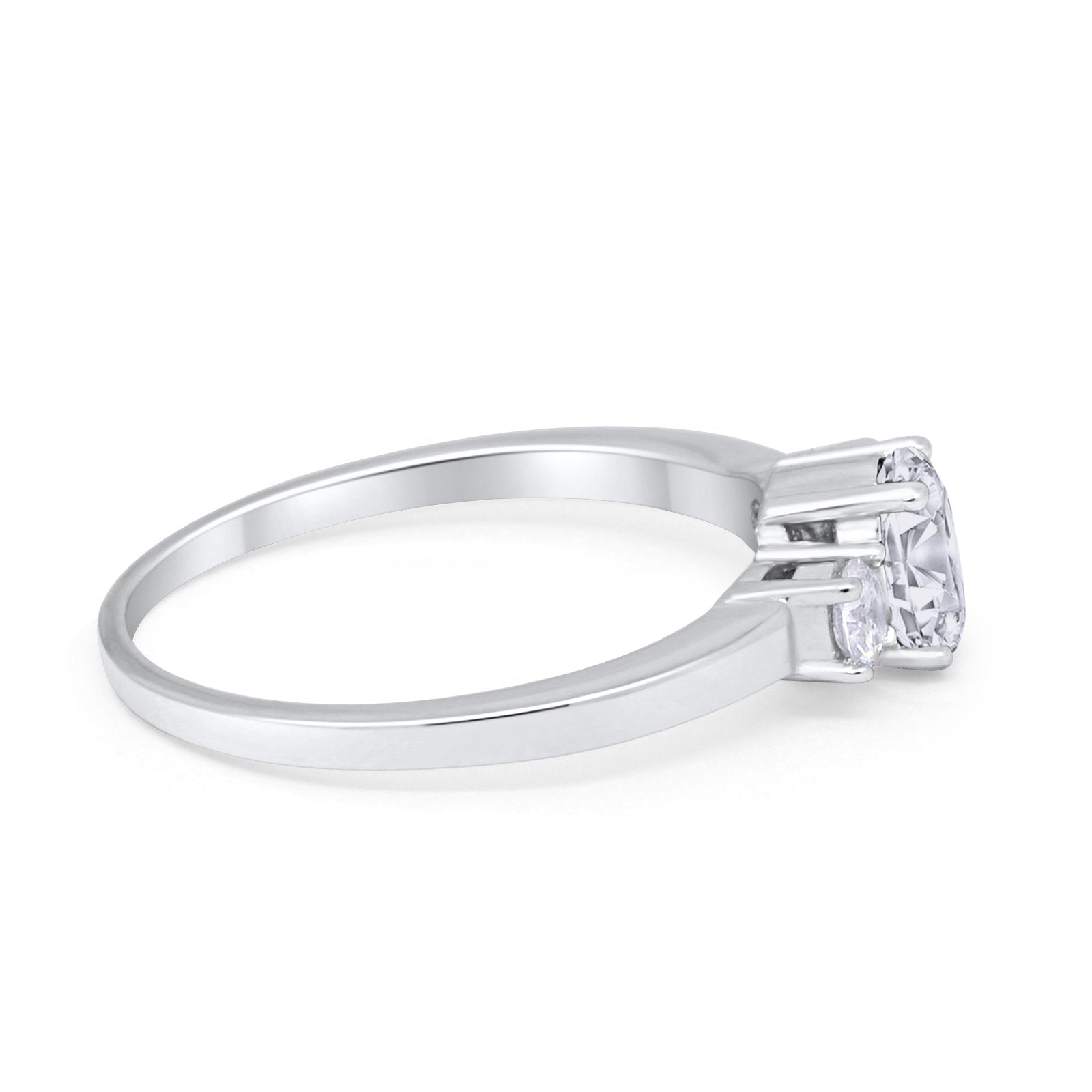 Solitaire Engagement Ring Oval Simulated Cubic Zirconia 925 Sterling Silver