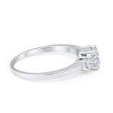 Solitaire Engagement Ring Oval Simulated Cubic Zirconia 925 Sterling Silver
