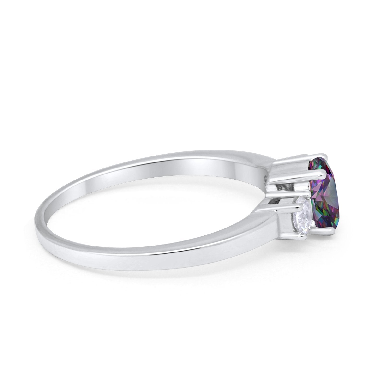 Solitaire Engagement Ring Oval Simulated Cubic Zirconia 925 Sterling Silver
