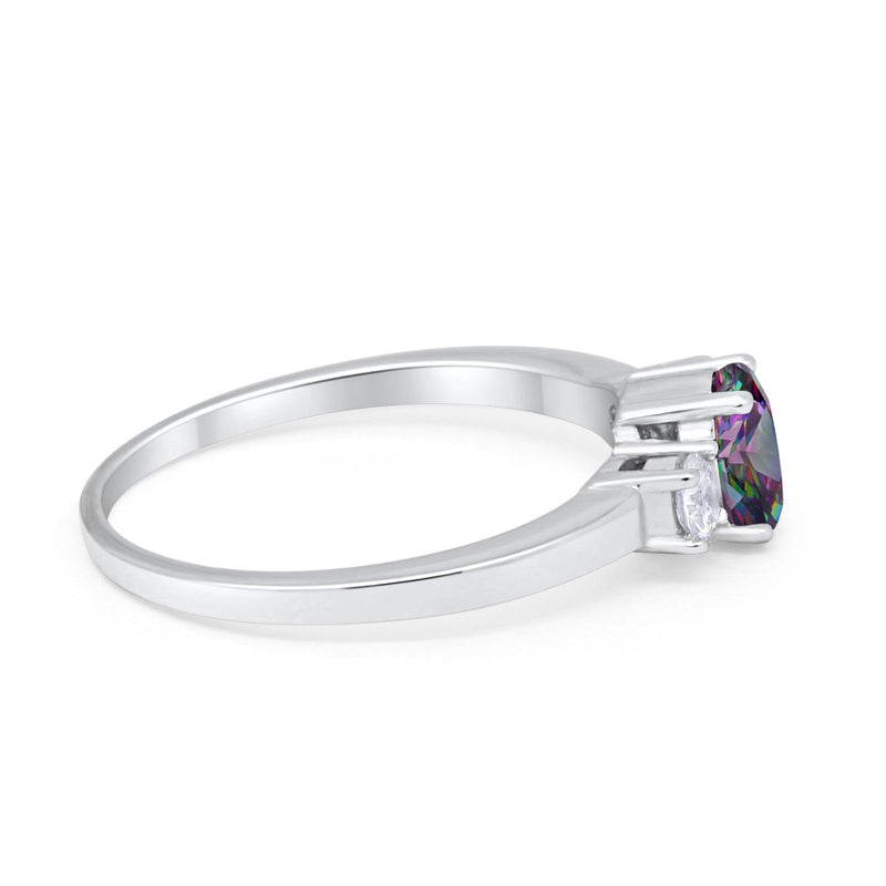 Solitaire Engagement Ring Oval Simulated Cubic Zirconia 925 Sterling Silver