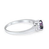 Solitaire Engagement Ring Oval Simulated Cubic Zirconia 925 Sterling Silver