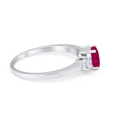 Solitaire Engagement Ring Oval Simulated Cubic Zirconia 925 Sterling Silver