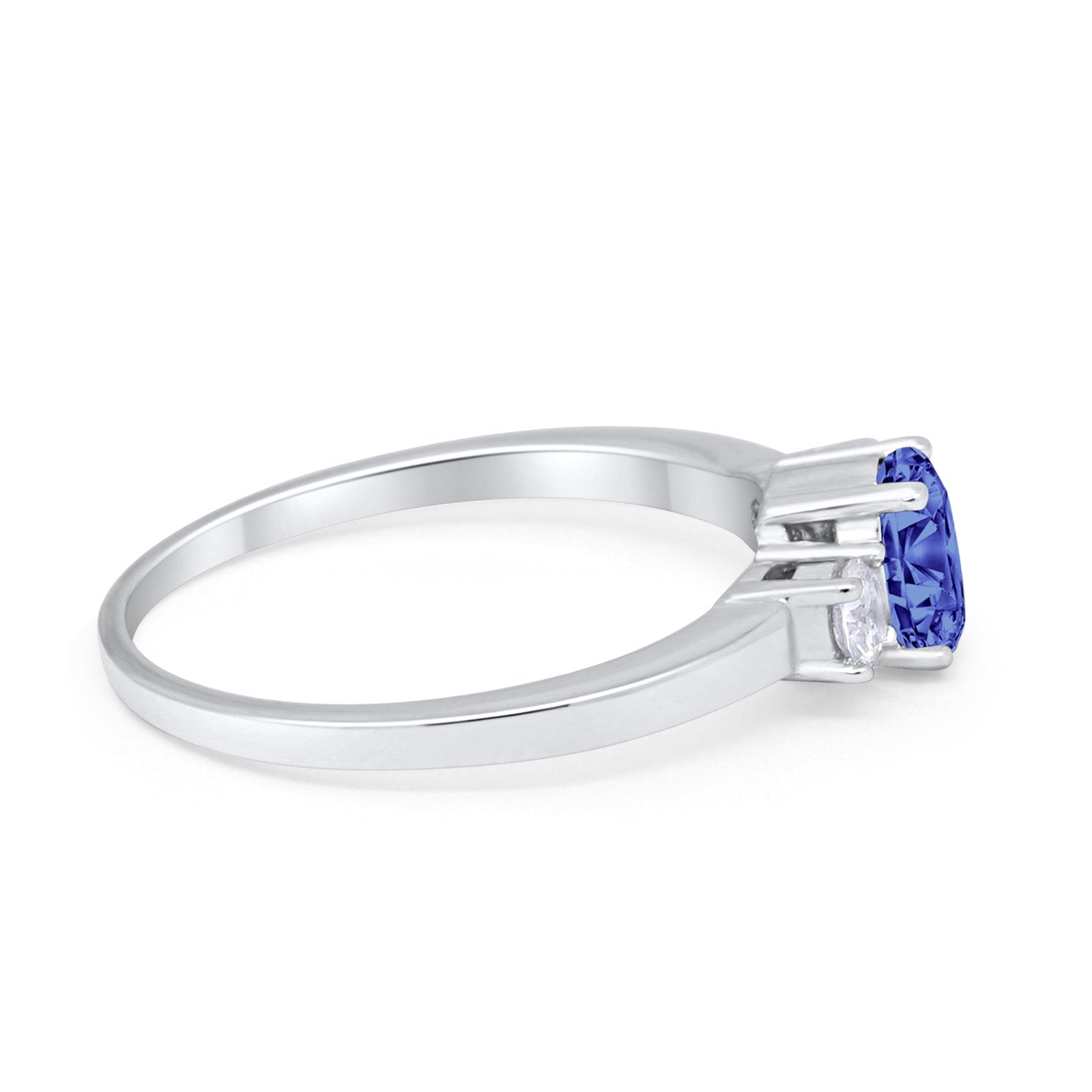 Solitaire Engagement Ring Oval Simulated Cubic Zirconia 925 Sterling Silver
