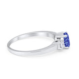 Solitaire Engagement Ring Oval Simulated Cubic Zirconia 925 Sterling Silver