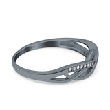 Infinity Twisted Half Eternity Wedding Band Ring Round Simulated Cubic Zirconia 925 Sterling Silver