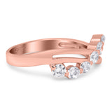 Journey Ring Round Eternity Simulated Cubic Zirconia 925 Sterling Silver