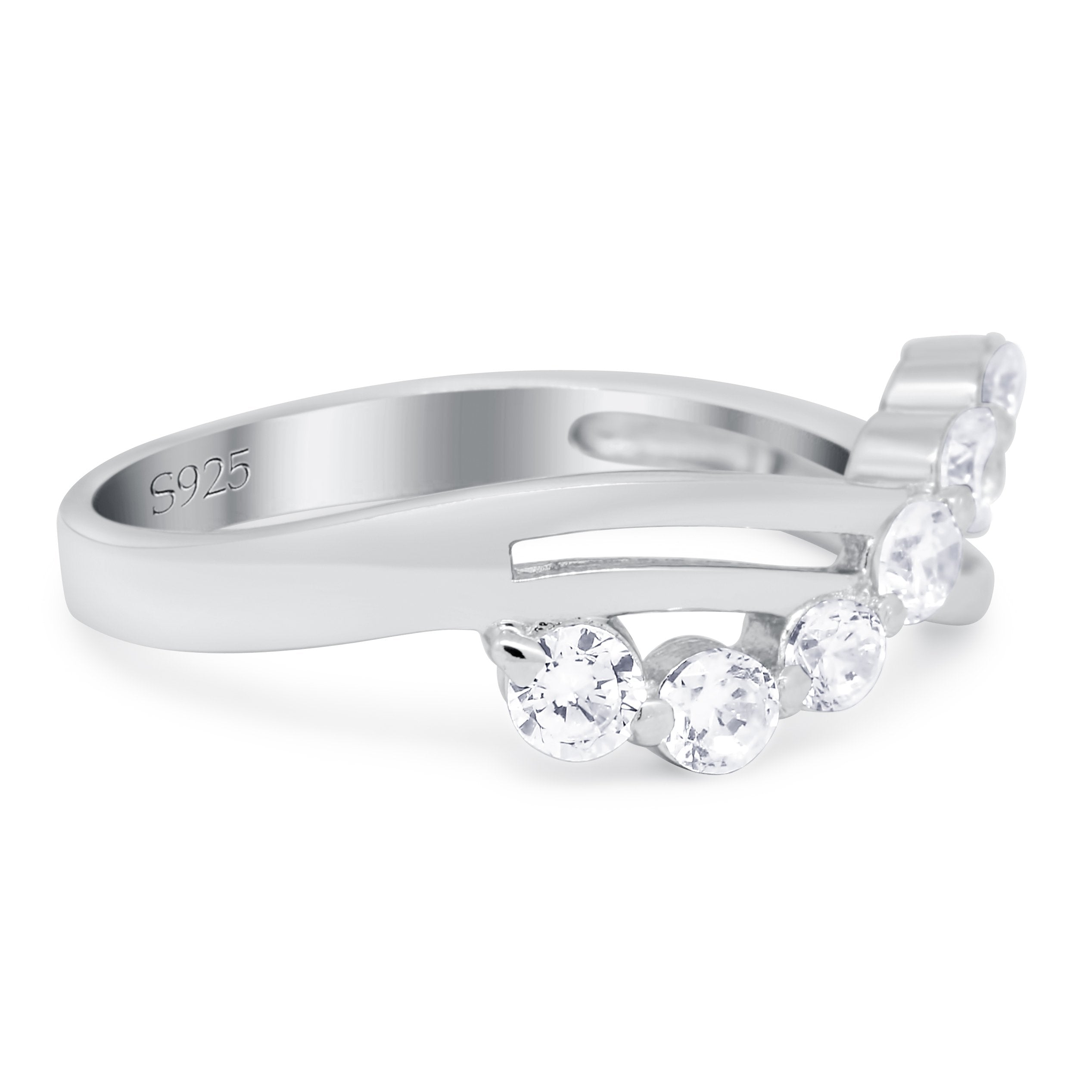 Journey Ring Round Eternity Simulated Cubic Zirconia 925 Sterling Silver