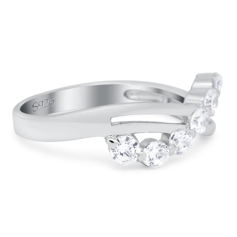 Journey Ring Round Eternity Simulated Cubic Zirconia 925 Sterling Silver