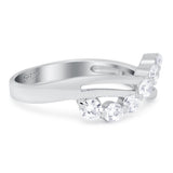 Journey Ring Round Eternity Simulated Cubic Zirconia 925 Sterling Silver