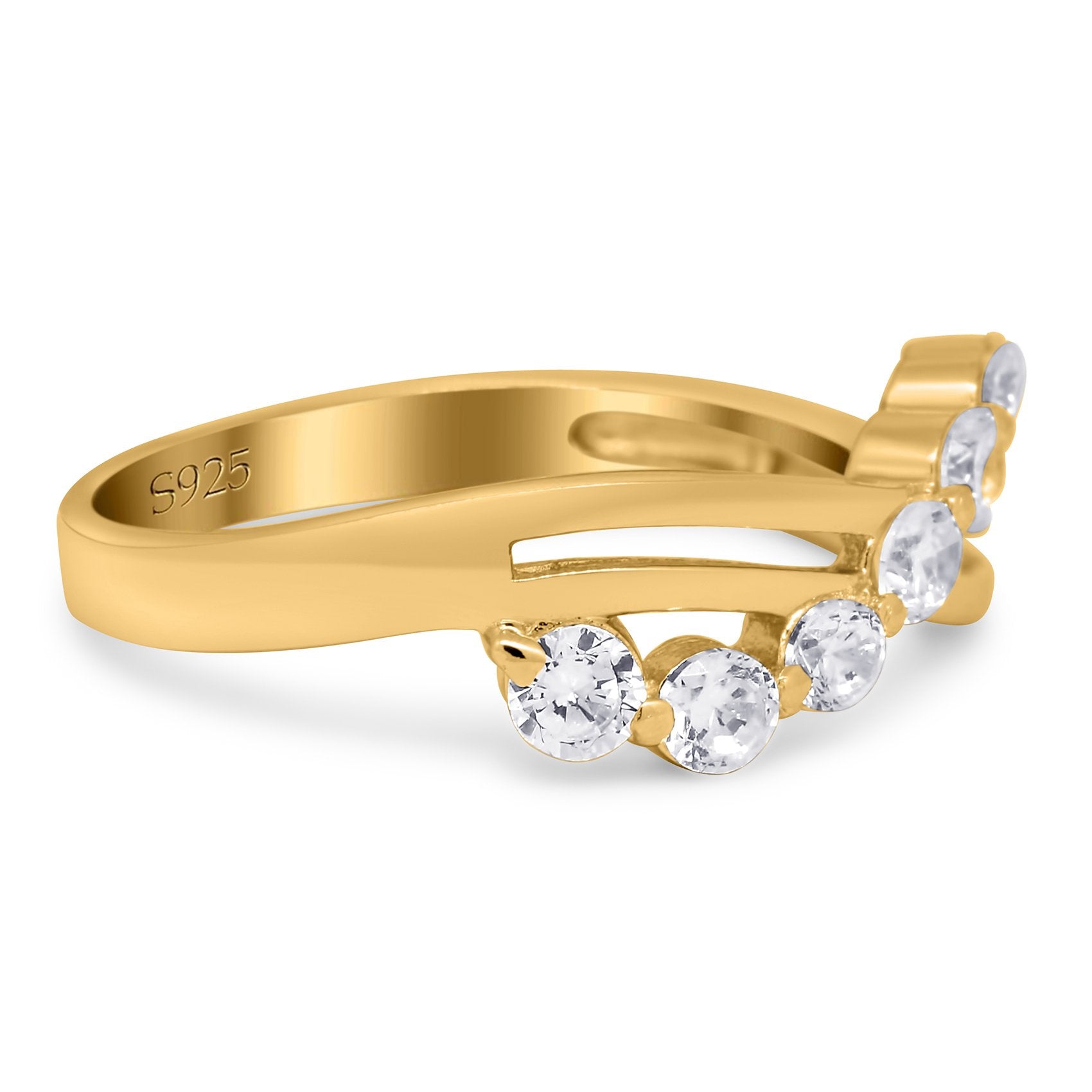 Journey Ring Round Eternity Simulated Cubic Zirconia 925 Sterling Silver