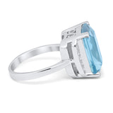 Engagement Ring Radiant Cut Simulated Cubic Zirconia 925 Sterling Silver