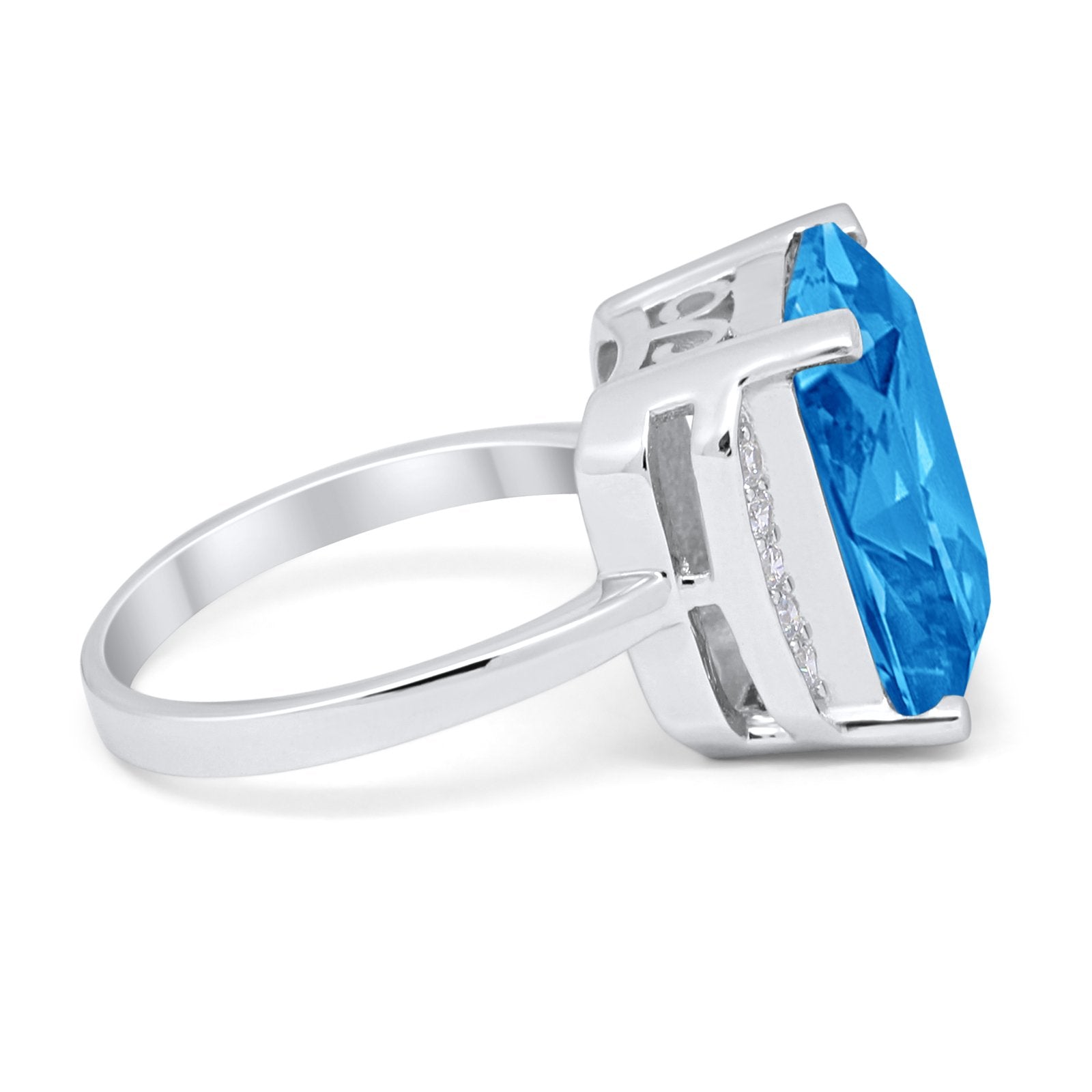 Engagement Ring Radiant Cut Simulated Cubic Zirconia 925 Sterling Silver