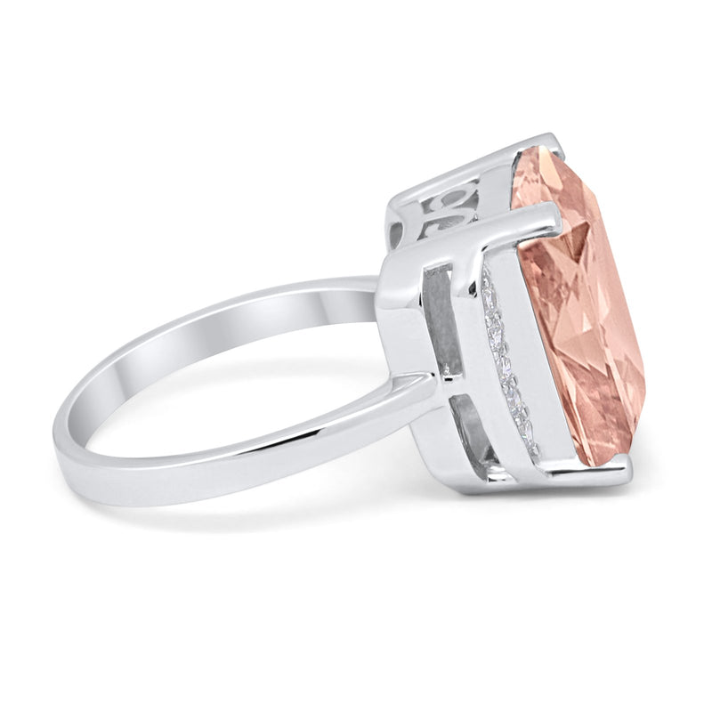 Engagement Ring Radiant Cut Simulated Cubic Zirconia 925 Sterling Silver