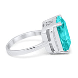 Engagement Ring Radiant Cut Simulated Cubic Zirconia 925 Sterling Silver