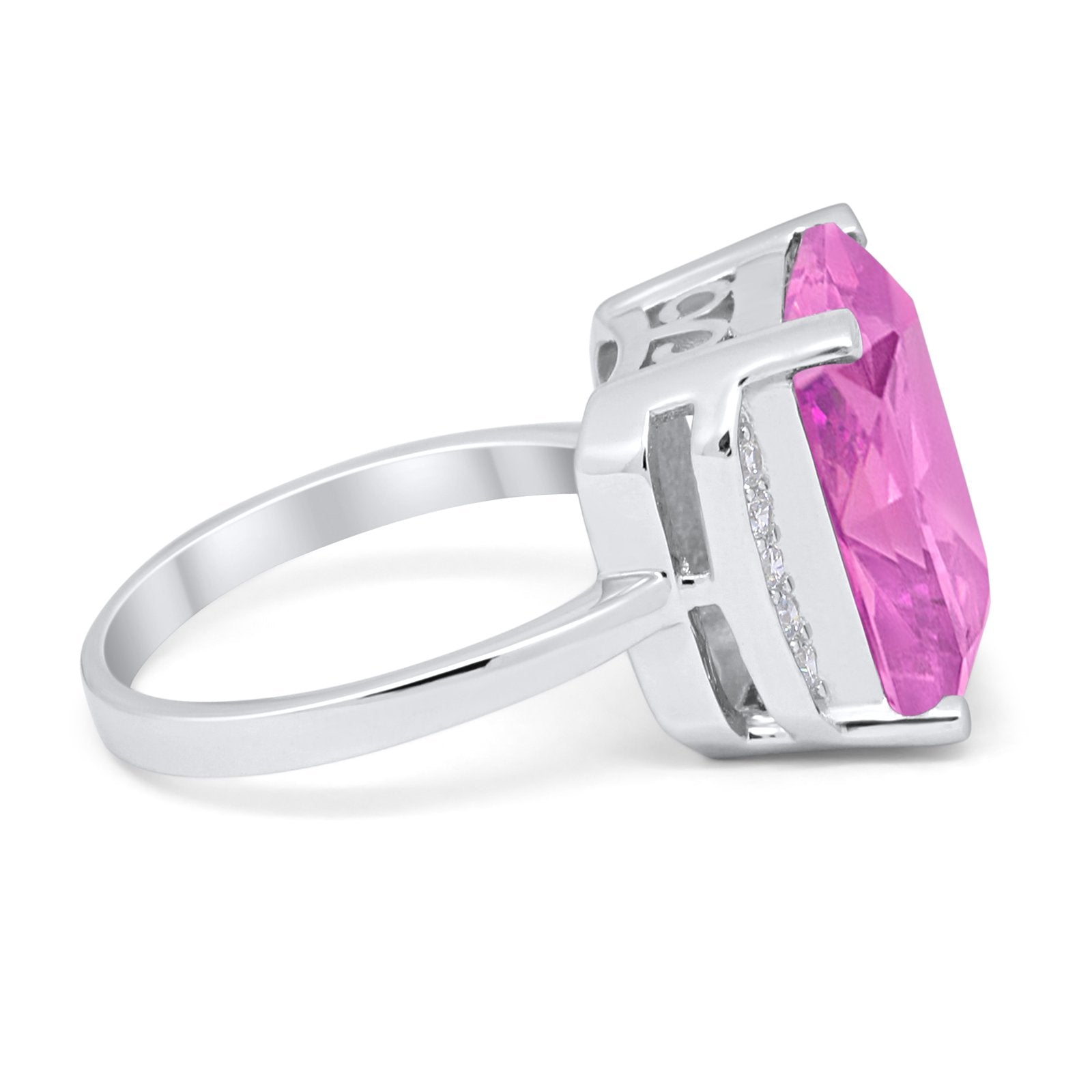 Engagement Ring Radiant Cut Simulated Cubic Zirconia 925 Sterling Silver
