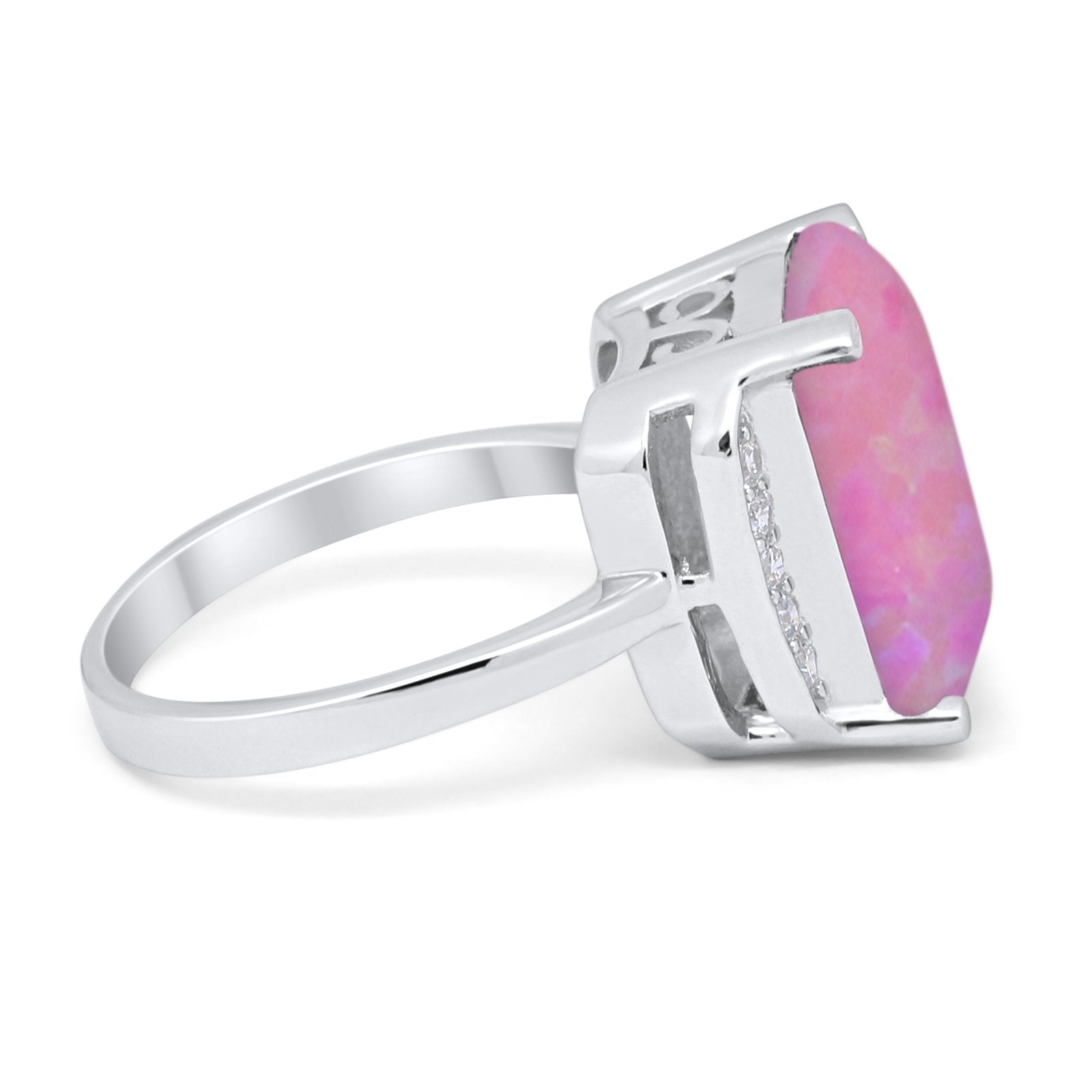Engagement Ring Radiant Cut Simulated Cubic Zirconia 925 Sterling Silver